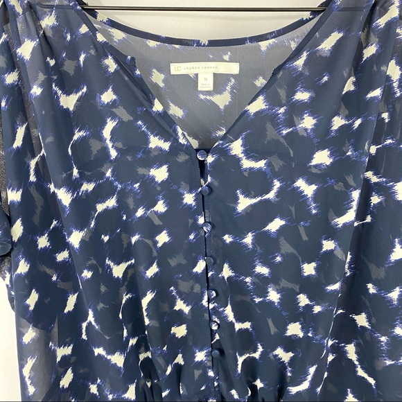 LC Lauren Conrad V Neck Blouse Blue Extra Large - Picture 7 of 14